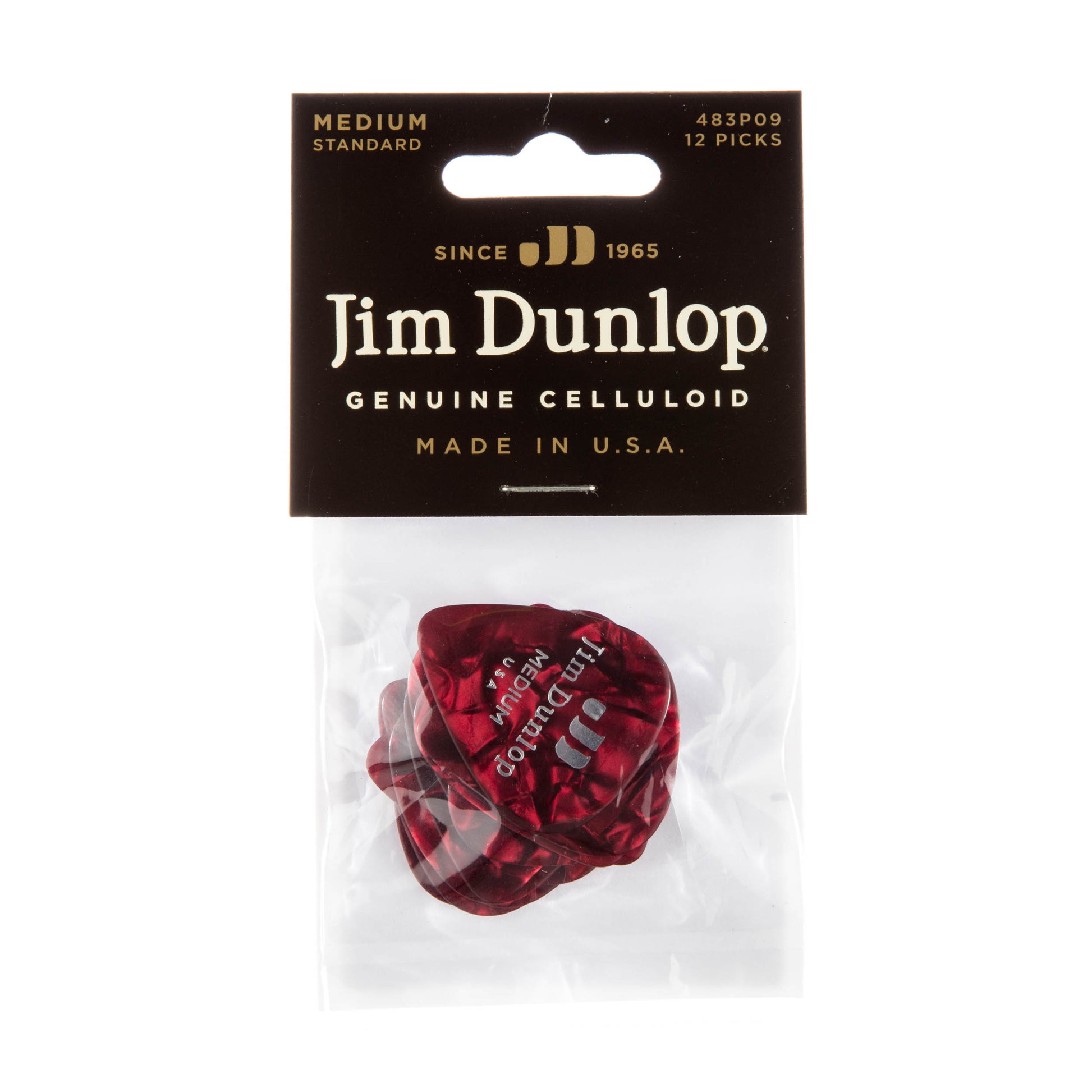 Jim Dunlop DUNLOP CELLULOID RED PEARLOID GUITAR PICK PLAYER'S PACK 12-PACK MEDIUM - 483P09MD