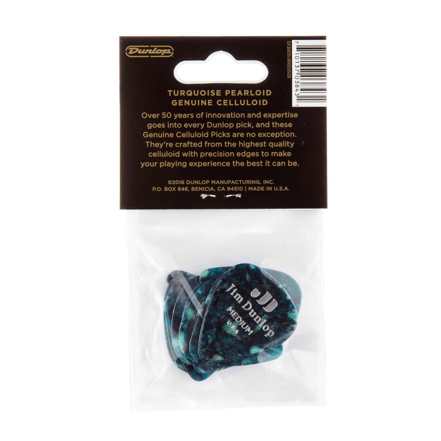 Jim Dunlop DUNLOP CELLULOID TURQUOISE PEARLOID GUITAR PICK PLAYER'S PACK 12-PACK MEDIUM - 483P11MD
