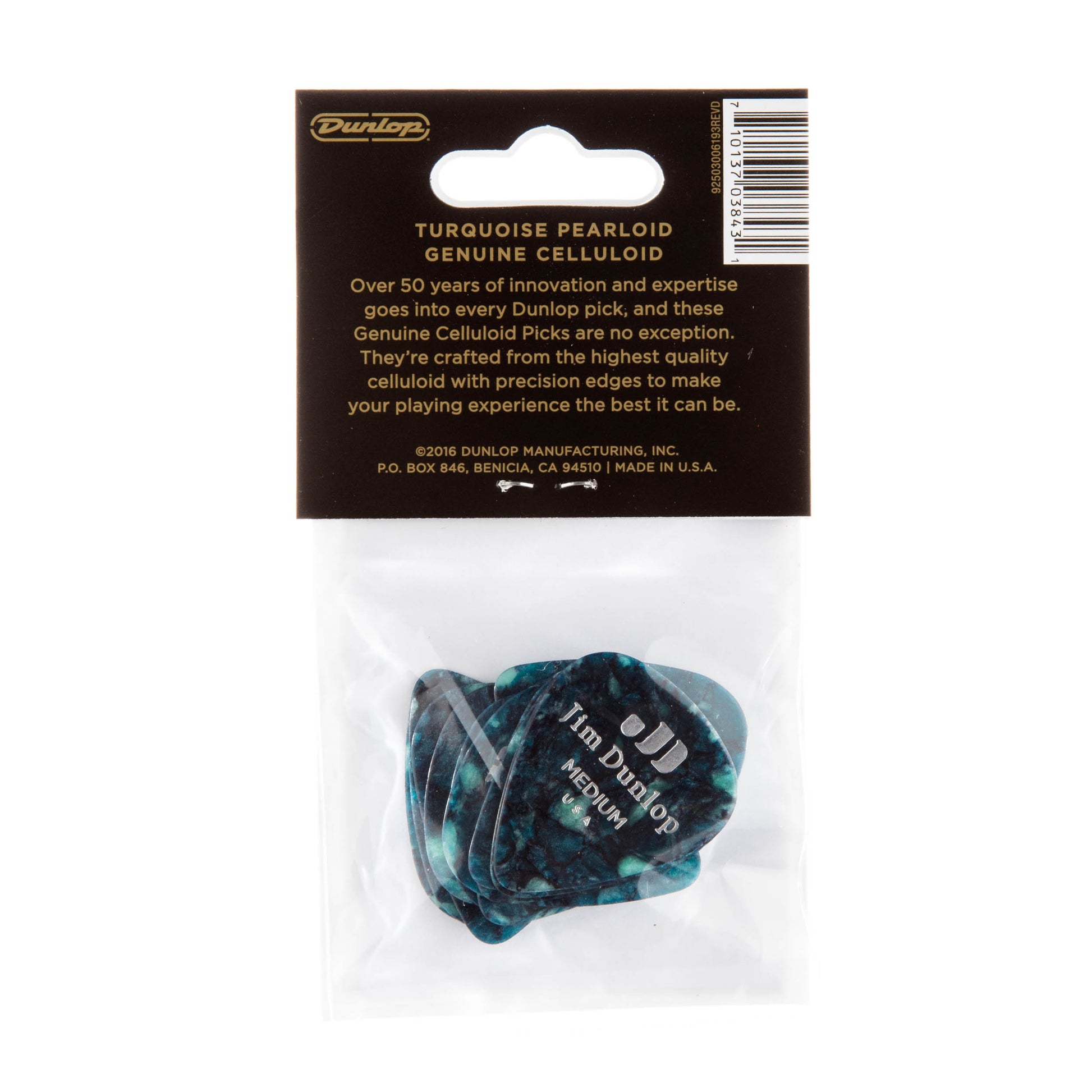 Jim Dunlop DUNLOP CELLULOID TURQUOISE PEARLOID GUITAR PICK PLAYER'S PACK 12-PACK MEDIUM - 483P11MD