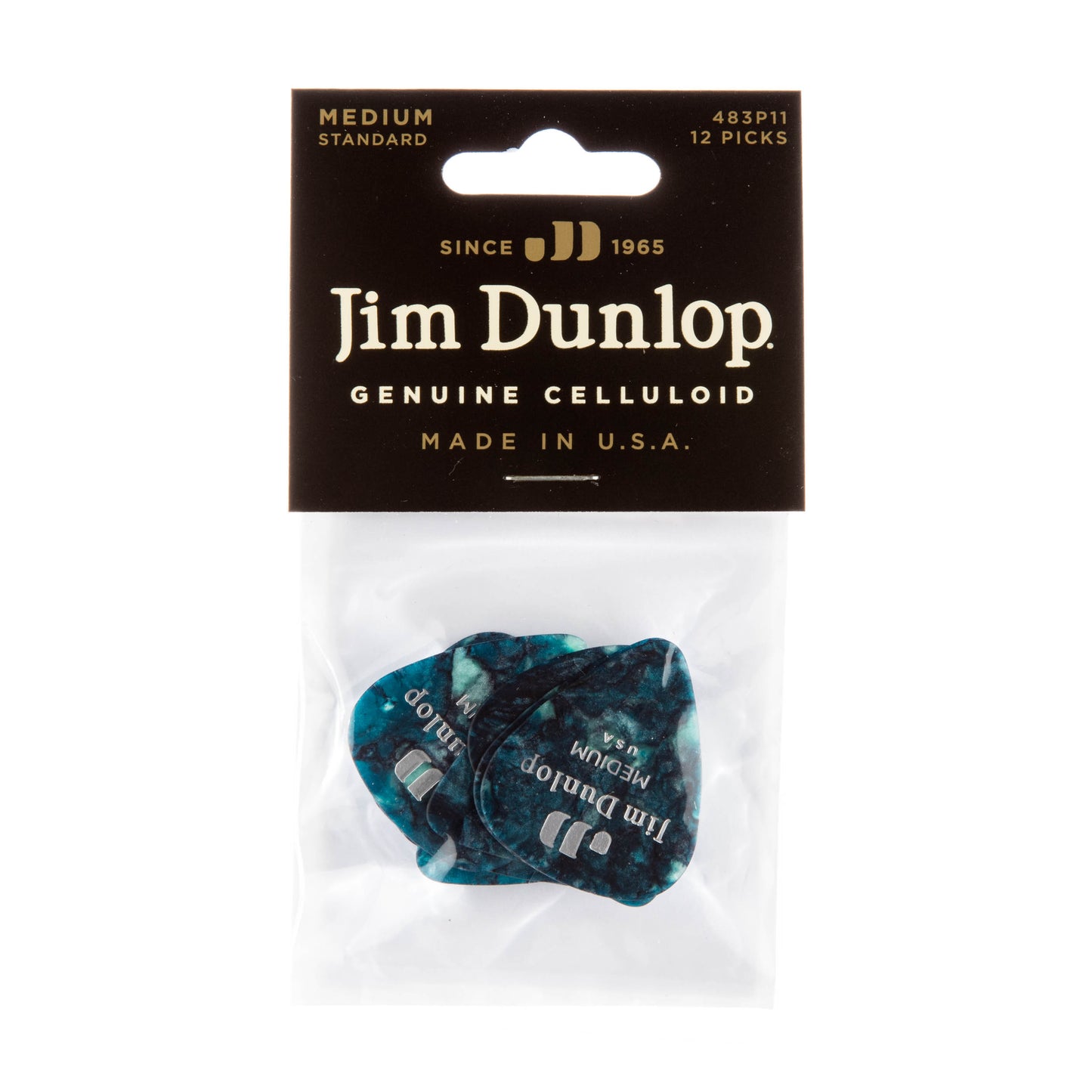 Jim Dunlop DUNLOP CELLULOID TURQUOISE PEARLOID GUITAR PICK PLAYER'S PACK 12-PACK MEDIUM - 483P11MD