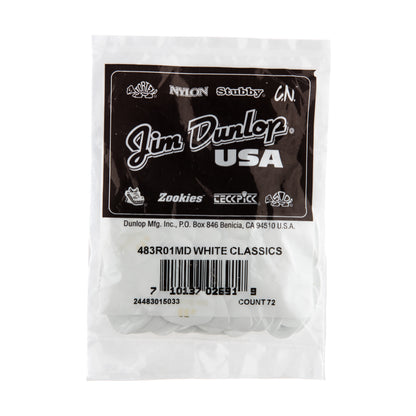 Jim Dunlop DUNLOP CELLULOID WHITE GUITAR PICK REFILL BAG 72-PACK MEDIUM - 483R01MD