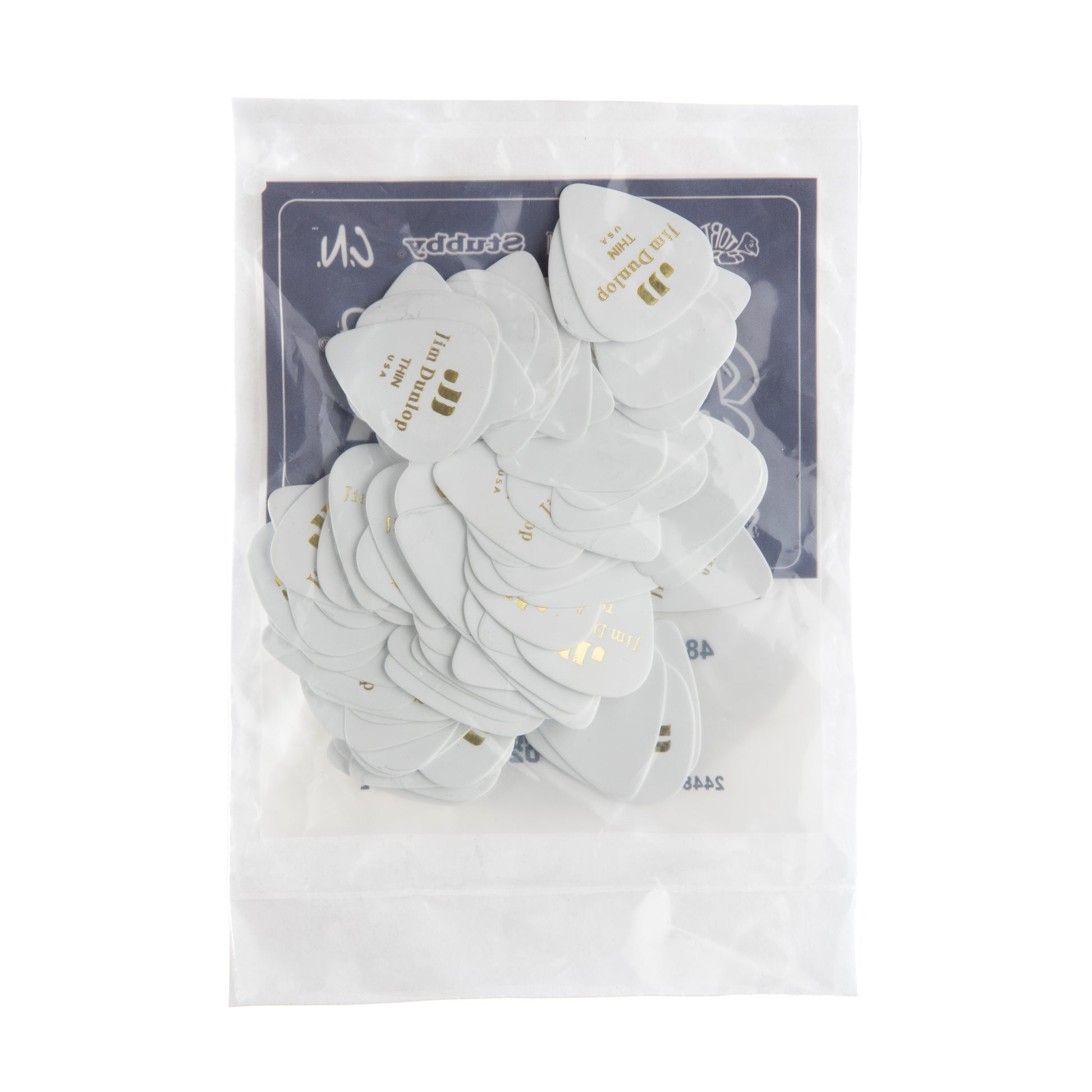Jim Dunlop DUNLOP CELLULOID WHITE GUITAR PICK REFILL BAG 72-PACK THIN - 483R01TH