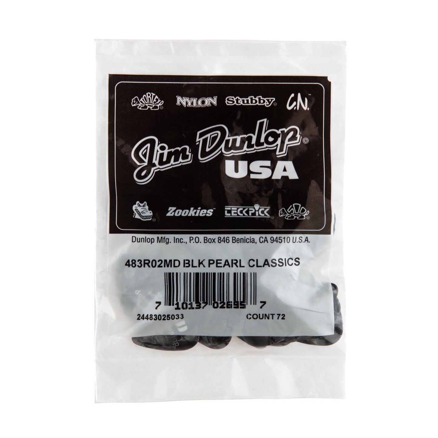 Jim Dunlop DUNLOP CELLULOID BLACK PEARLOID GUITAR PICK REFILL BAG 72-PACK MEDIUM - 483R02MD