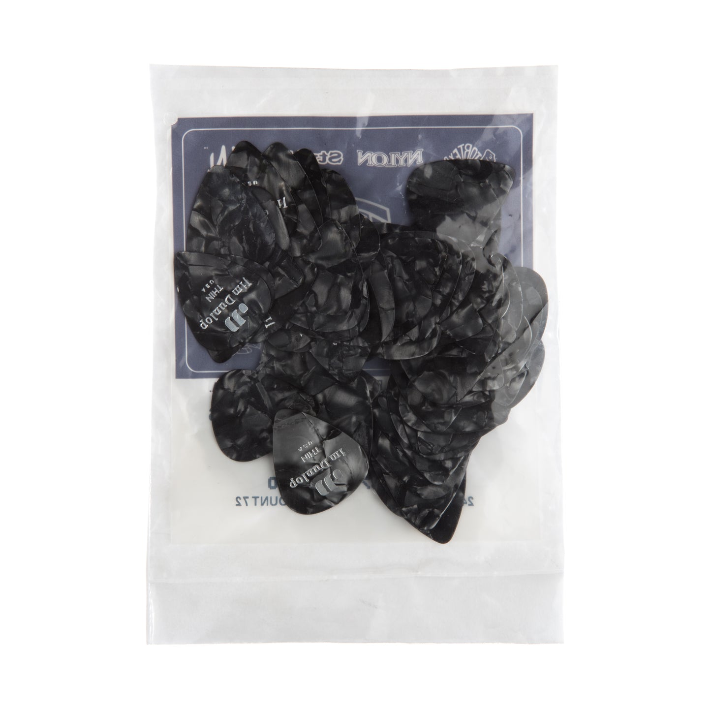 Jim Dunlop DUNLOP CELLULOID BLACK PEARLOID GUITAR PICK REFILL BAG 72-PACK THIN - 483R02TH