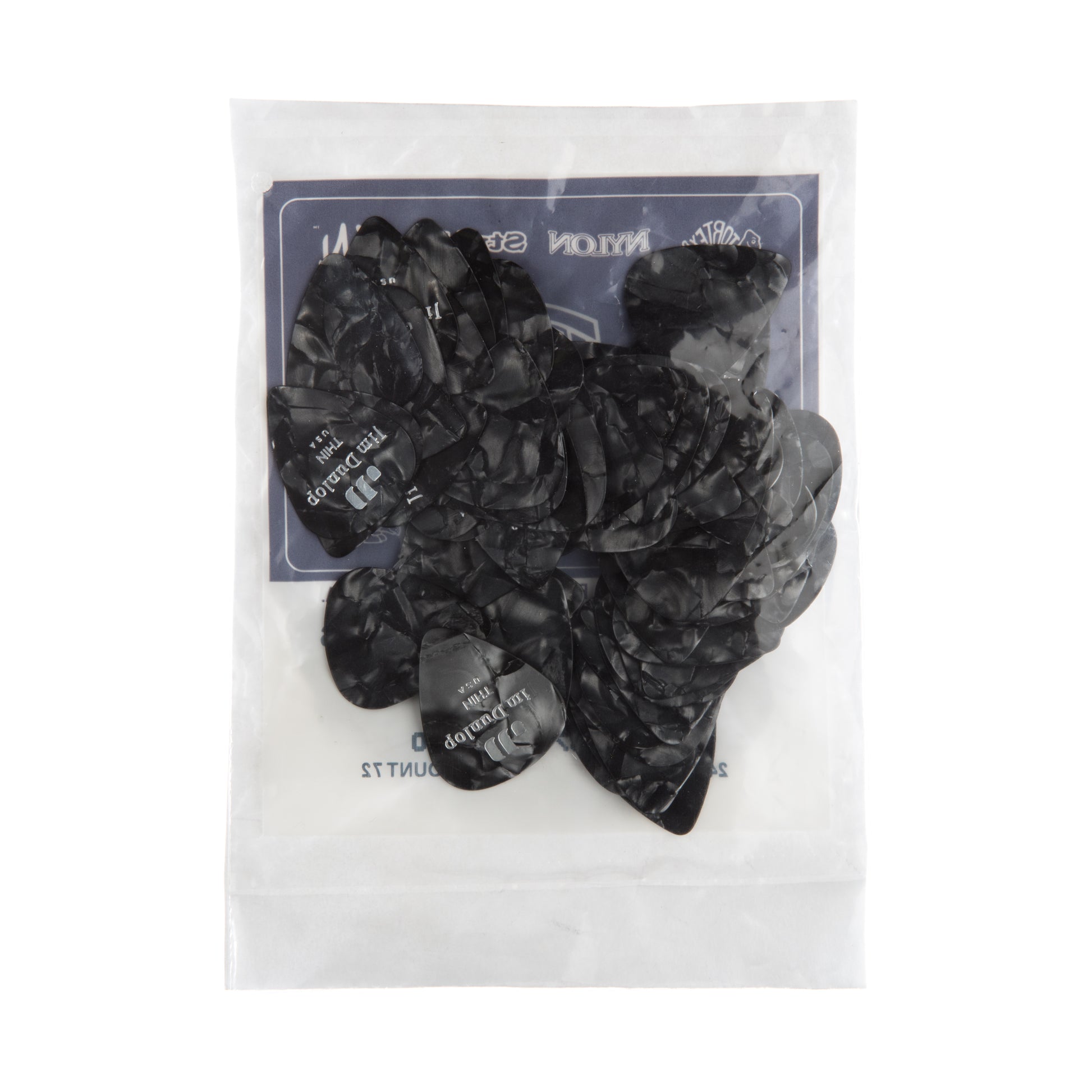 Jim Dunlop DUNLOP CELLULOID BLACK PEARLOID GUITAR PICK REFILL BAG 72-PACK THIN - 483R02TH