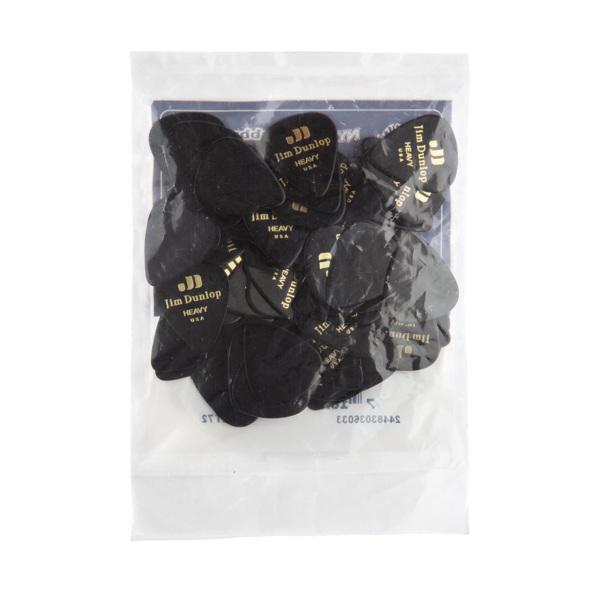Jim Dunlop DUNLOP CELLULOID BLACK GUITAR PICK REFILL BAG 72-PACK HEAVY - 483R03HV