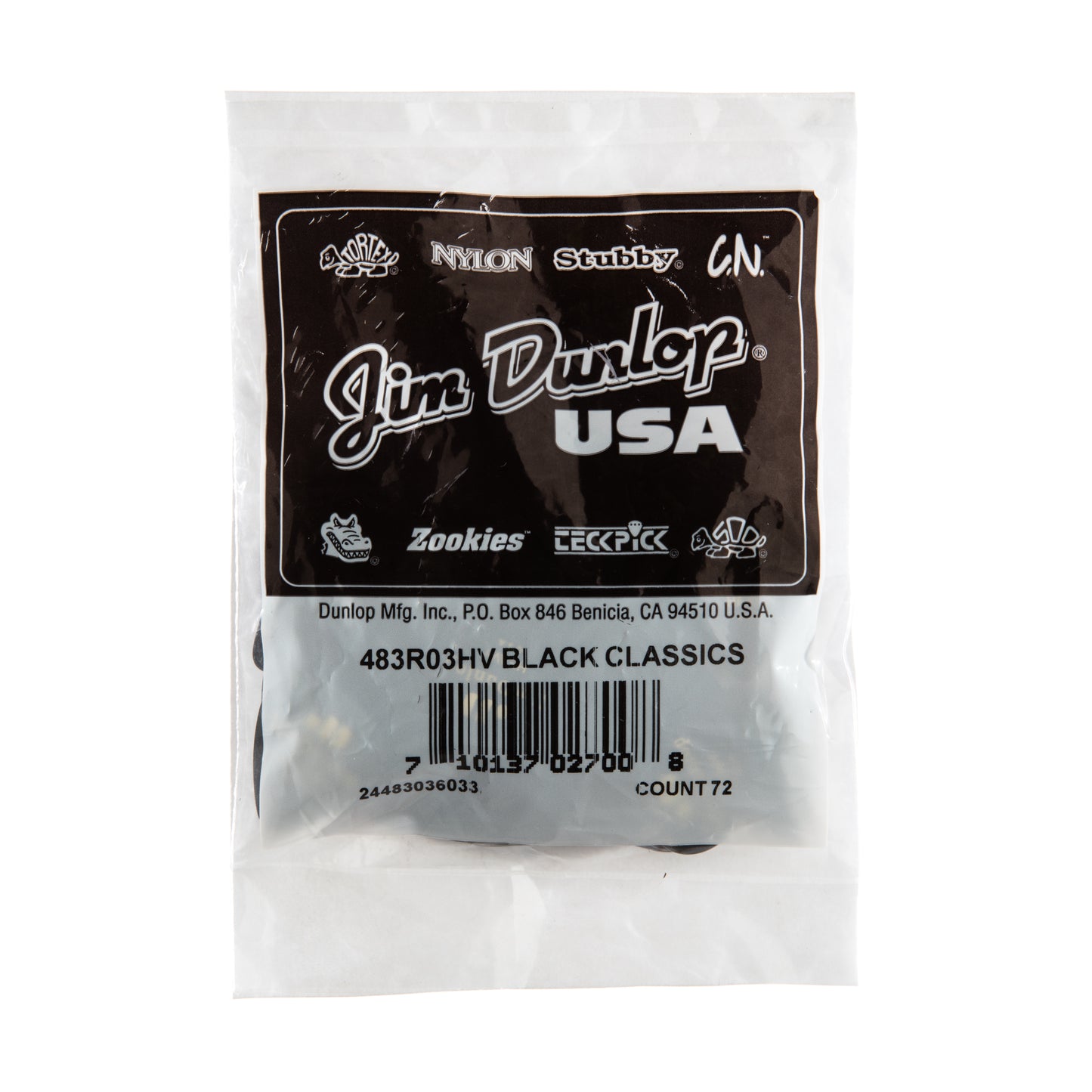 Jim Dunlop DUNLOP CELLULOID BLACK GUITAR PICK REFILL BAG 72-PACK HEAVY - 483R03HV