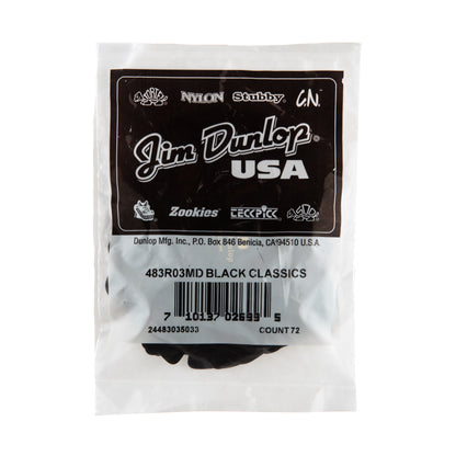 Jim Dunlop DUNLOP CELLULOID BLACK GUITAR PICK REFILL BAG 72-PACK MEDIUM - 483R03MD
