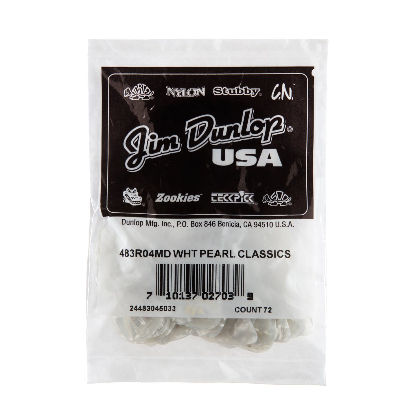 Jim Dunlop DUNLOP CELLULOID WHITE PEARLOID GUITAR PICK REFILL BAG 72-PACK MEDIUM - 483R04MD