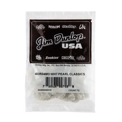 Jim Dunlop DUNLOP CELLULOID WHITE PEARLOID GUITAR PICK REFILL BAG 72-PACK MEDIUM - 483R04MD