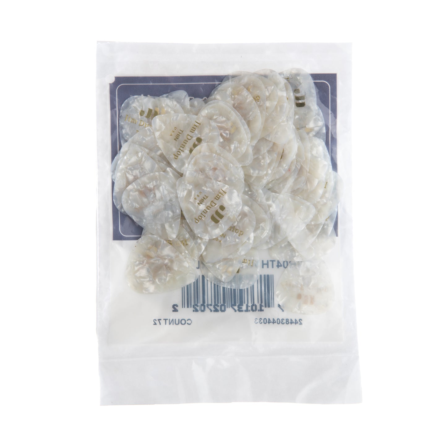 Jim Dunlop DUNLOP CELLULOID WHITE PEARLOID GUITAR PICK REFILL BAG 72-PACK THIN - 483R04TH