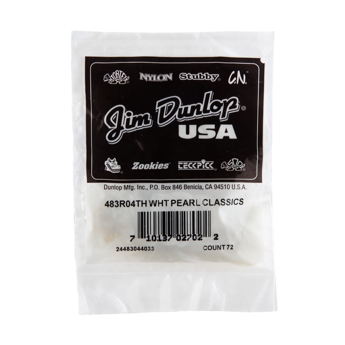 Jim Dunlop DUNLOP CELLULOID WHITE PEARLOID GUITAR PICK REFILL BAG 72-PACK THIN - 483R04TH