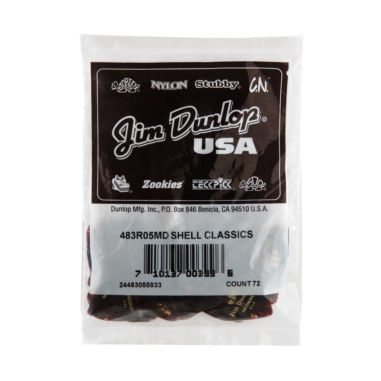 Jim Dunlop DUNLOP CELLULOID SHELL GUITAR PICK REFILL BAG 72-PACK MEDIUM - 483R05MD