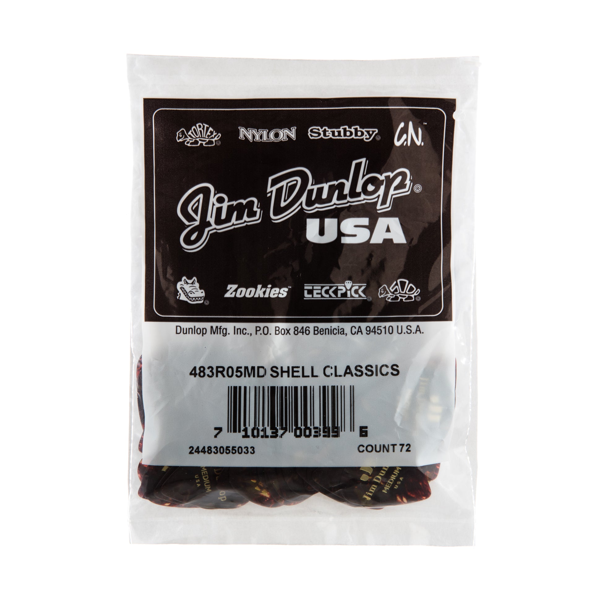 Jim Dunlop DUNLOP CELLULOID SHELL GUITAR PICK REFILL BAG 72-PACK MEDIUM - 483R05MD