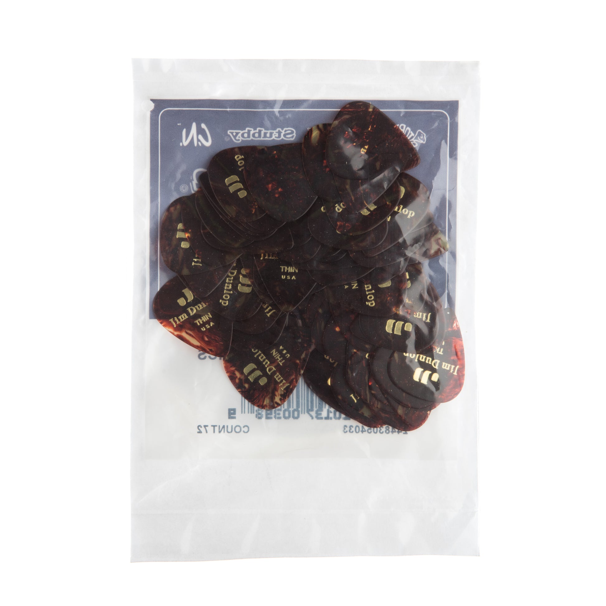 Jim Dunlop DUNLOP CELLULOID SHELL GUITAR PICK REFILL BAG 72-PACK THIN - 483R05TH