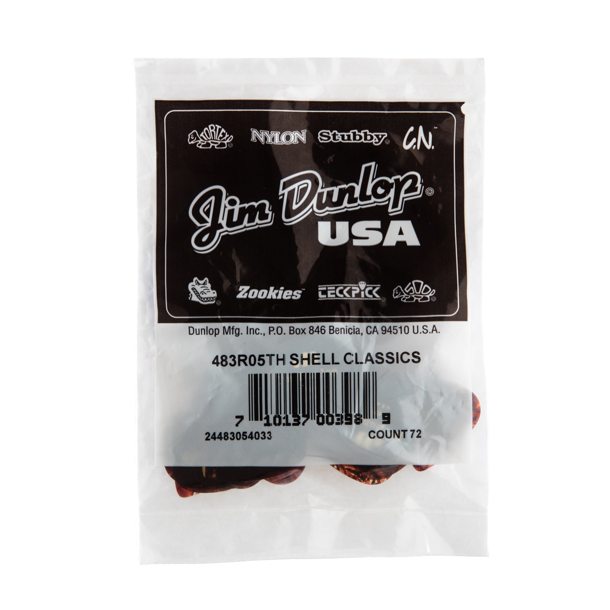 Jim Dunlop DUNLOP CELLULOID SHELL GUITAR PICK REFILL BAG 72-PACK THIN - 483R05TH