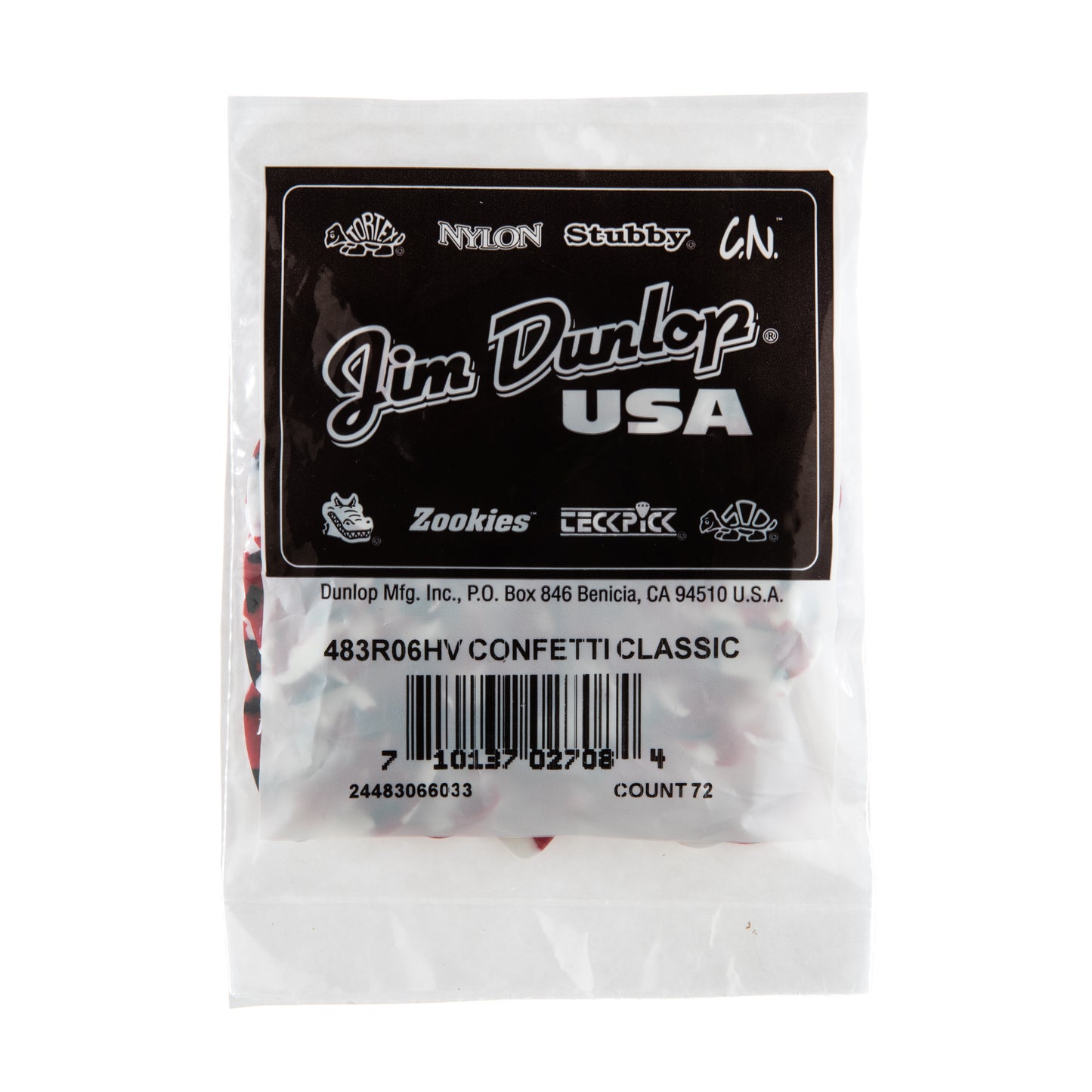 Jim Dunlop DUNLOP CELLULOID CONFETTI GUITAR PICK REFILL BAG 72-PACK HEAVY - 483R06HV