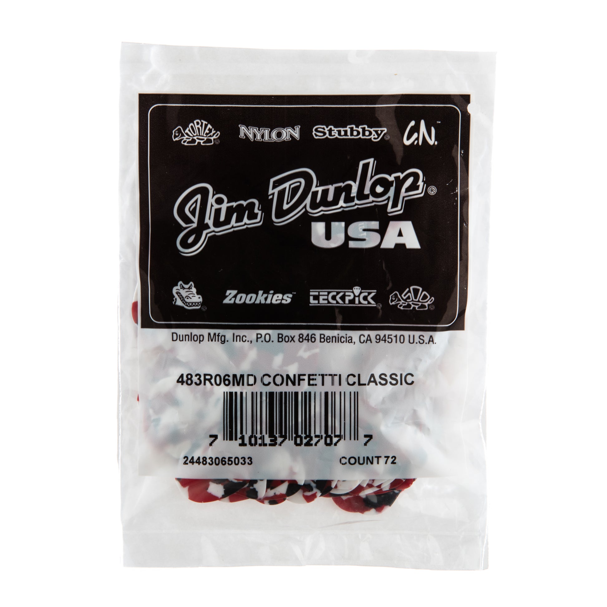 Jim Dunlop DUNLOP CELLULOID CONFETTI GUITAR PICK REFILL BAG 72-PACK MEDIUM - 483R06MD