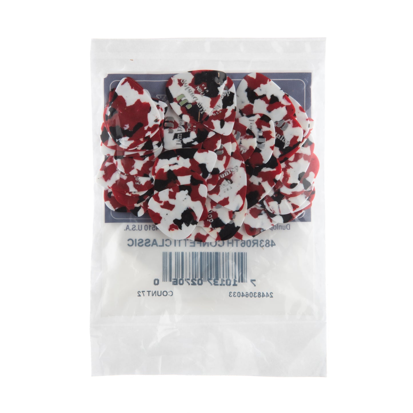 Jim Dunlop DUNLOP CELLULOID CONFETTI GUITAR PICK REFILL BAG 72-PACK THIN - 483R06TH