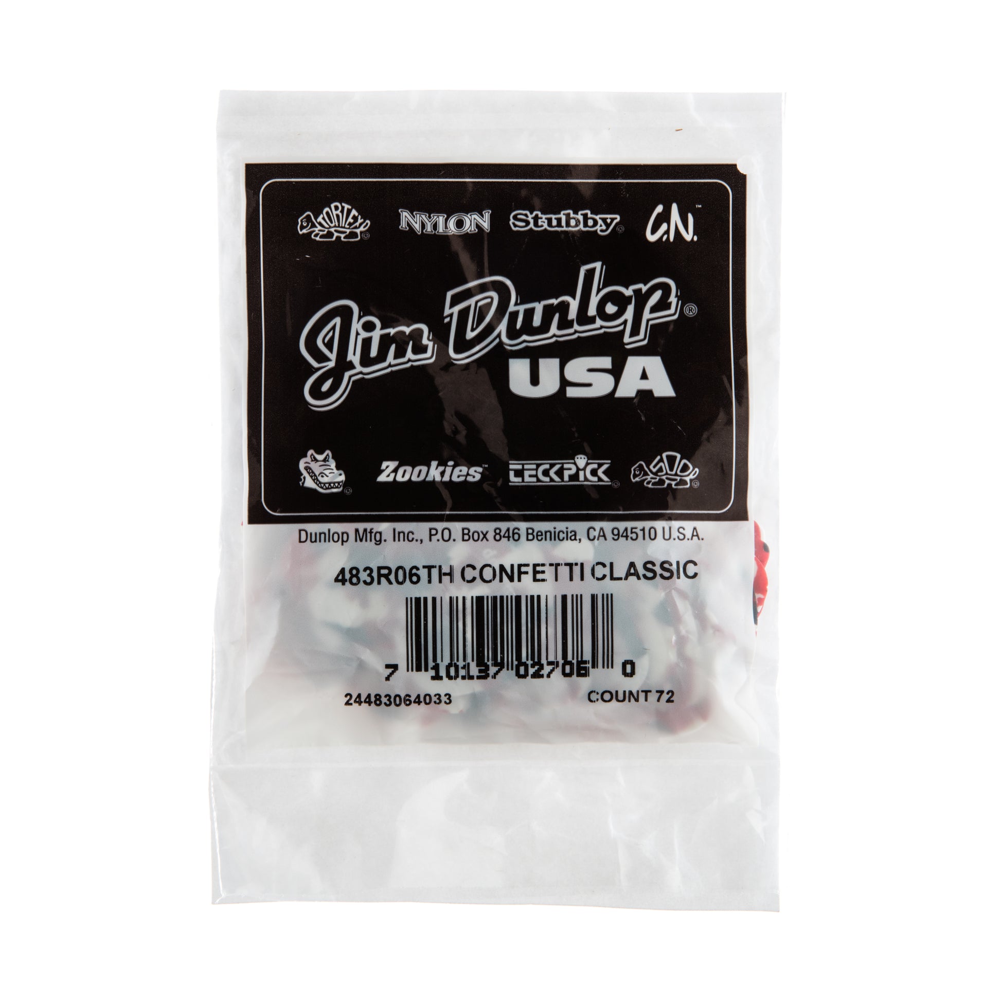 Jim Dunlop DUNLOP CELLULOID CONFETTI GUITAR PICK REFILL BAG 72-PACK THIN - 483R06TH