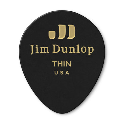 Jim Dunlop DUNLOP CELLULOID BLACK TEARDROP GUITAR PICK PLAYER'S PACK 12-PACK THIN - 485P03TH