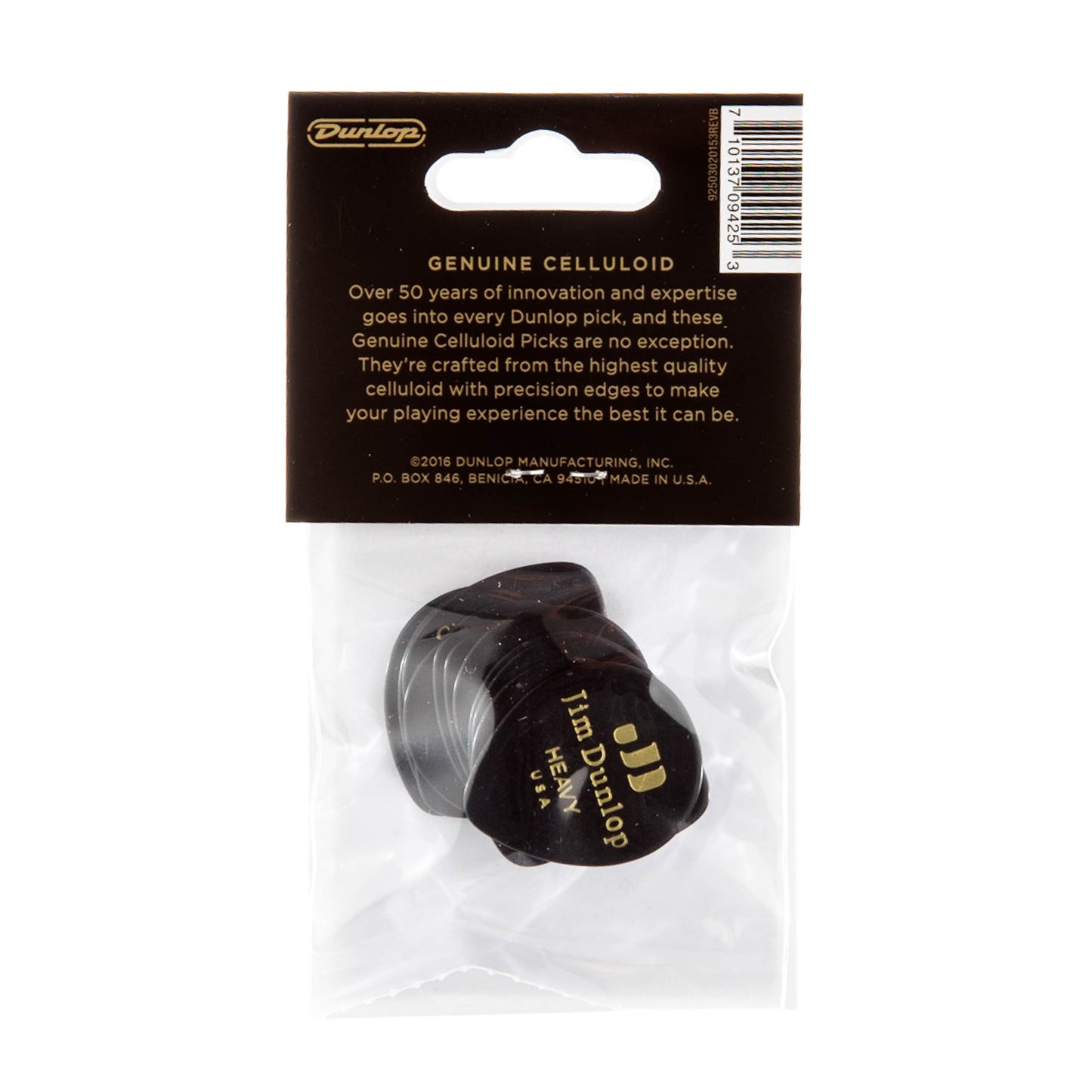 Jim Dunlop DUNLOP CELLULOID BLACK TEARDROP GUITAR PICK PLAYER'S PACK 12-PACK HEAVY - 485P03HV