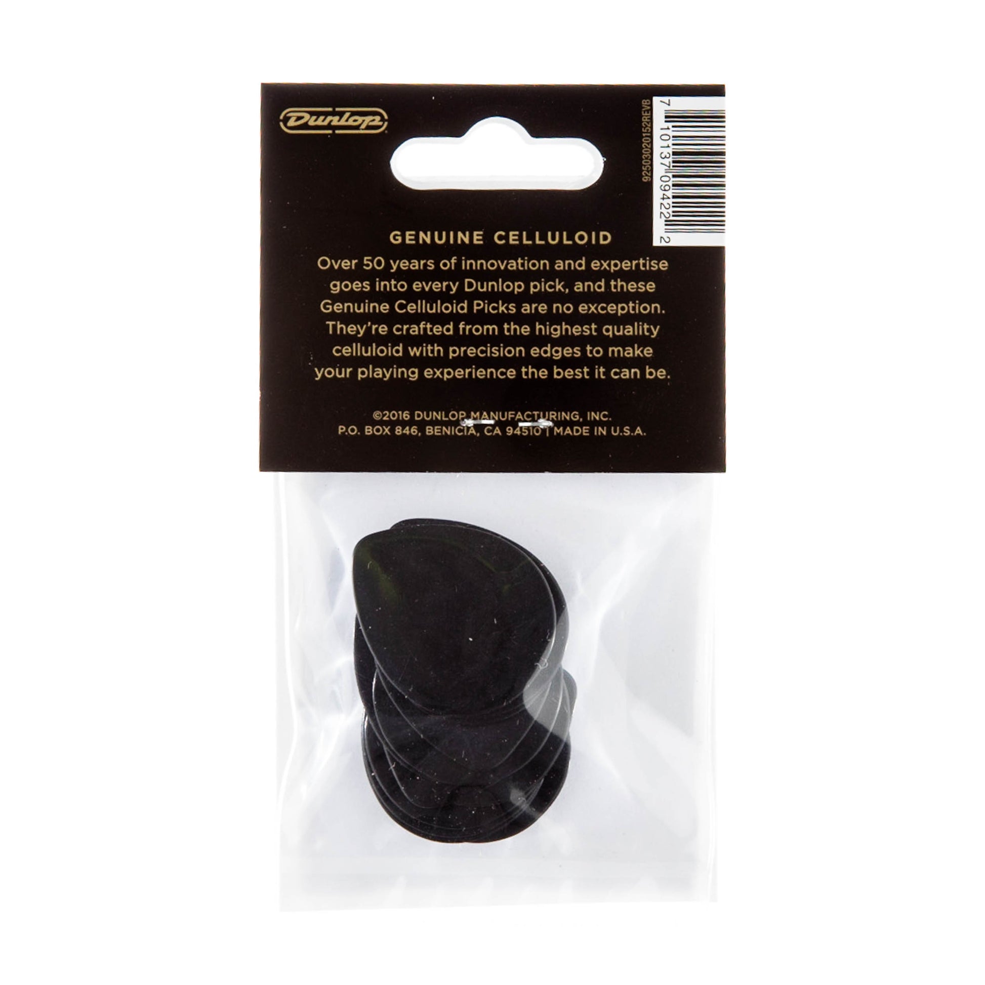 Jim Dunlop DUNLOP CELLULOID BLACK TEARDROP GUITAR PICK PLAYER'S PACK 12-PACK MEDIUM - 485P03MD