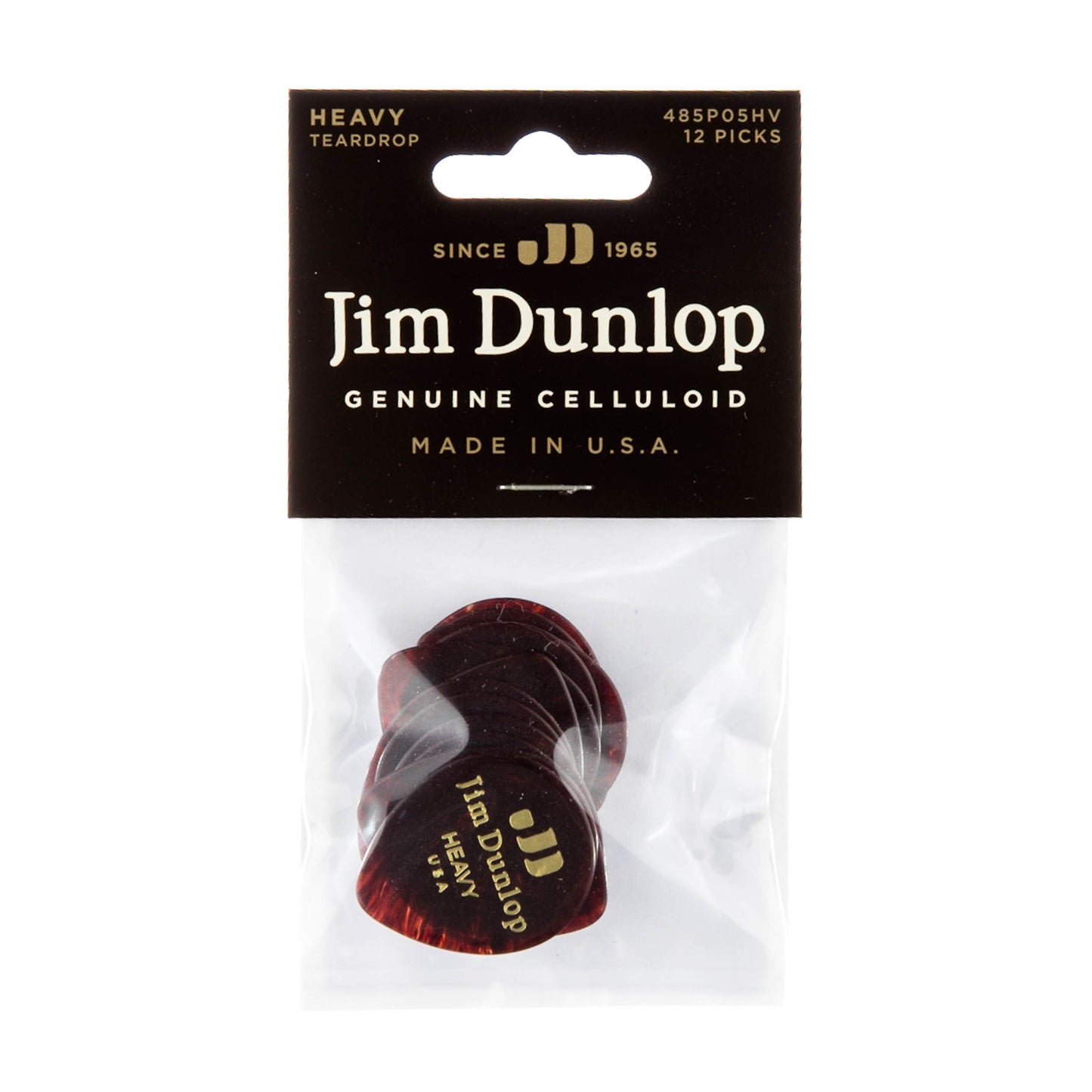 Jim Dunlop DUNLOP CELLULOID SHELL TEARDROP GUITAR PICK PLAYER'S PACK 12-PACK HEAVY - 485P05HV