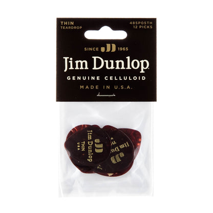 Jim Dunlop DUNLOP CELLULOID SHELL TEARDROP GUITAR PICK PLAYER'S PACK 12-PACK THIN - 485P05TH