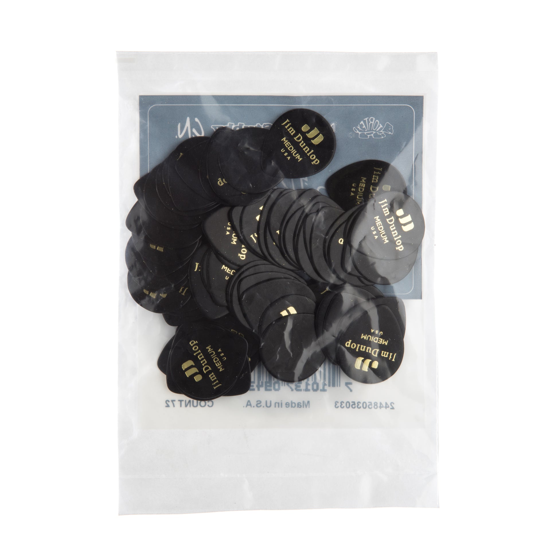 Jim Dunlop DUNLOP CELLULOID BLACK TEARDROP GUITAR PICK REFILL BAG 72-PACK MEDIUM - 485R03MD