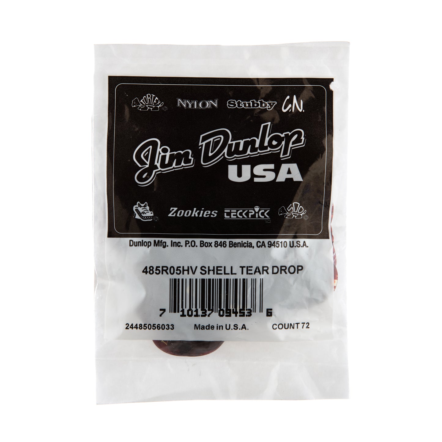 Jim Dunlop DUNLOP CELLULOID SHELL TEARDROP GUITAR PICK REFILL BAG 72-PACK HEAVY - 485R05HV