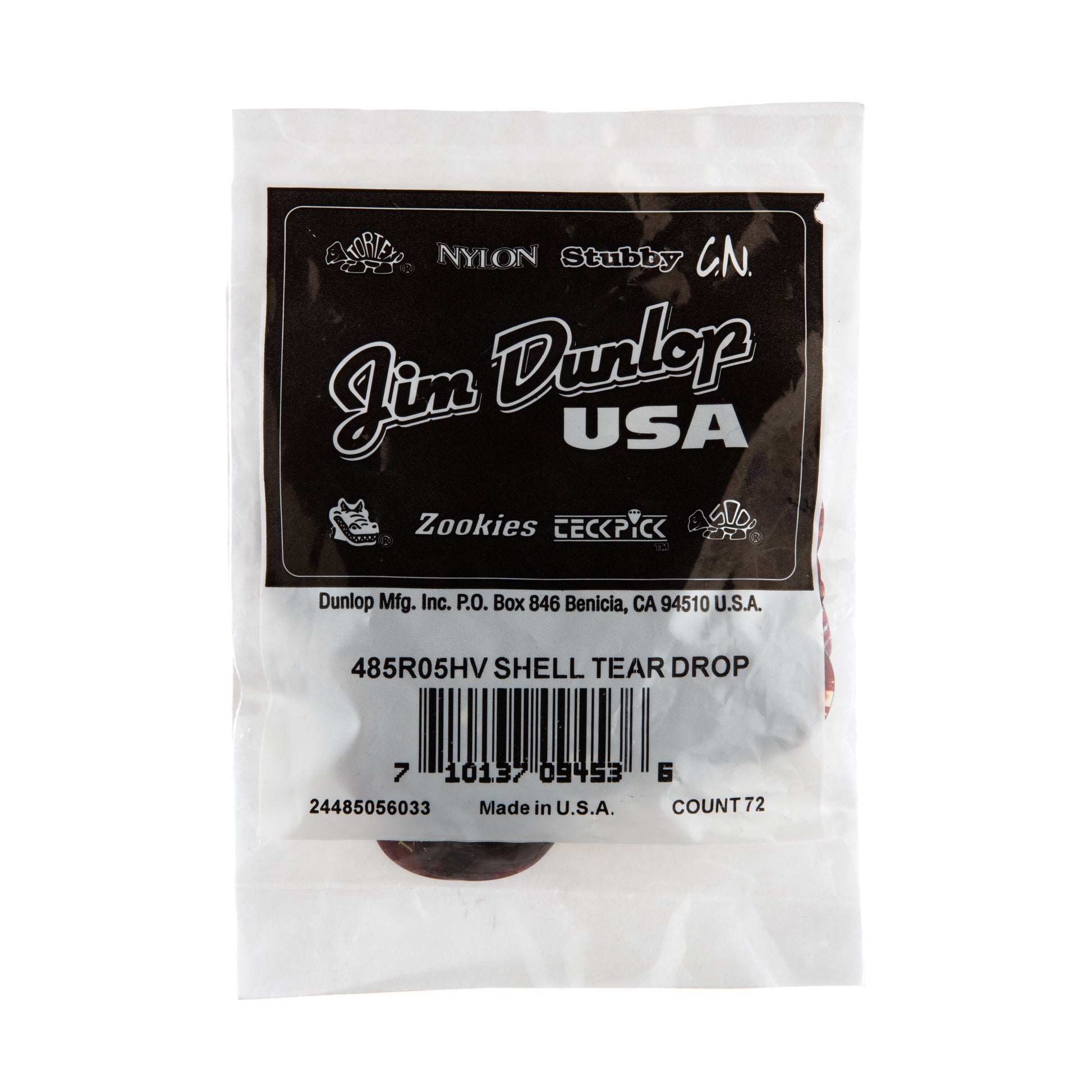 Jim Dunlop DUNLOP CELLULOID SHELL TEARDROP GUITAR PICK REFILL BAG 72-PACK HEAVY - 485R05HV