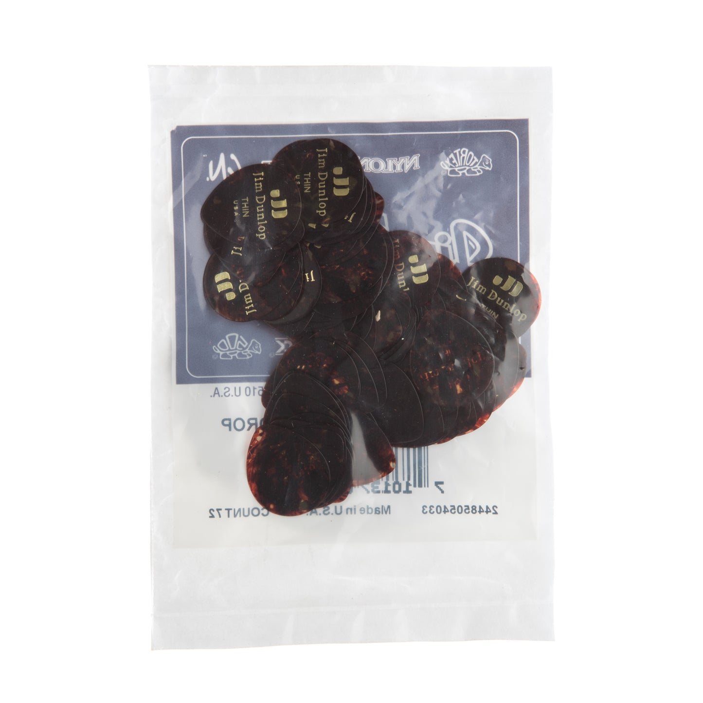 Jim Dunlop DUNLOP CELLULOID SHELL TEARDROP GUITAR PICK REFILL BAG 72-PACK THIN - 485R05TH