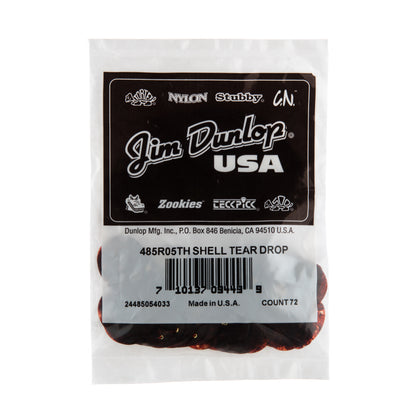 Jim Dunlop DUNLOP CELLULOID SHELL TEARDROP GUITAR PICK REFILL BAG 72-PACK THIN - 485R05TH