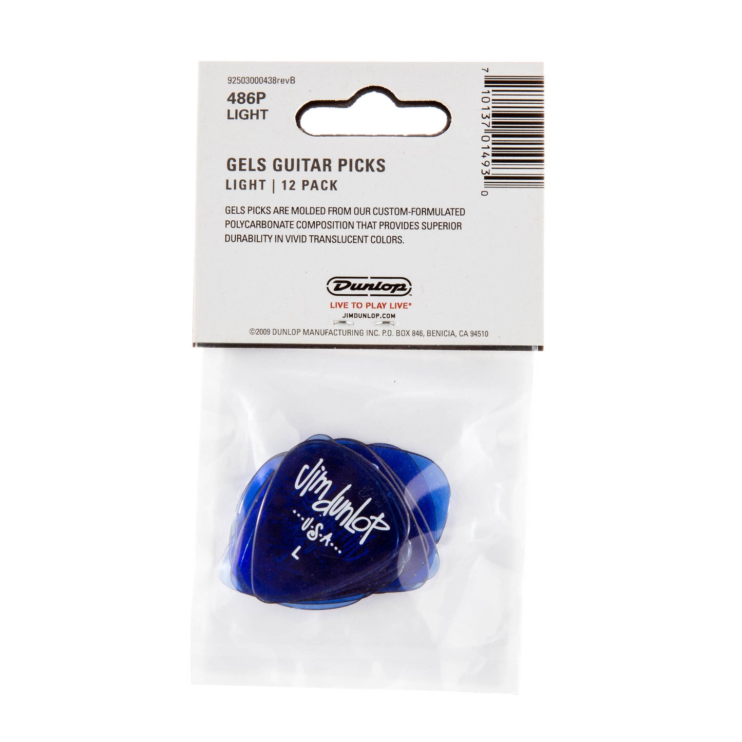 Jim Dunlop DUNLOP GELS BLUE GUITAR PICK PLAYER'S PACK 12-PACK LIGHT - 486PLT