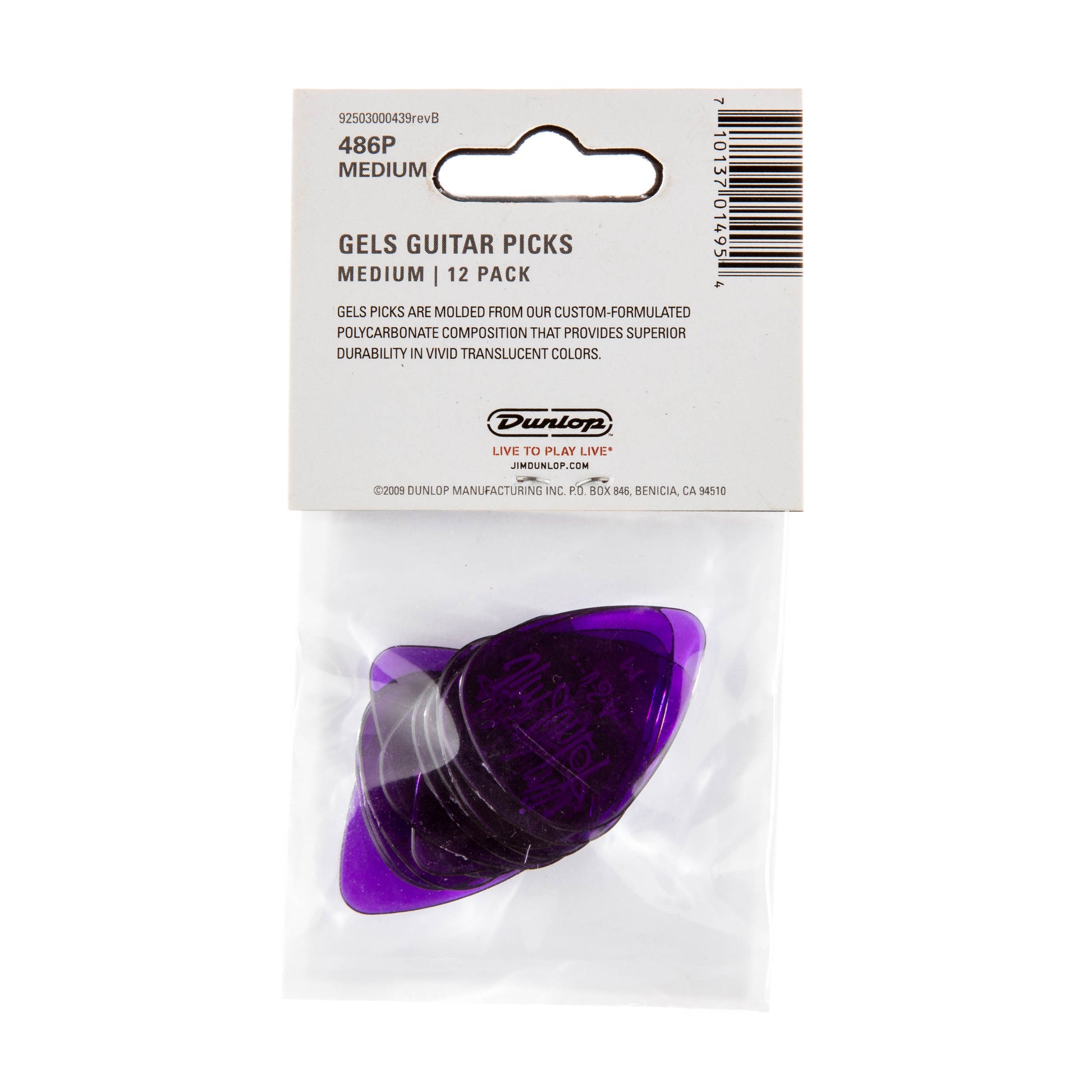 Jim Dunlop DUNLOP GELS PURPLE GUITAR PICK PLAYER'S PACK 12-PACK MEDIUM - 486PMD