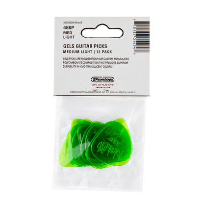 Jim Dunlop DUNLOP GELS GREEN GUITAR PICK PLAYER'S PACK 12-PACK MEDIUM LIGHT - 486PML