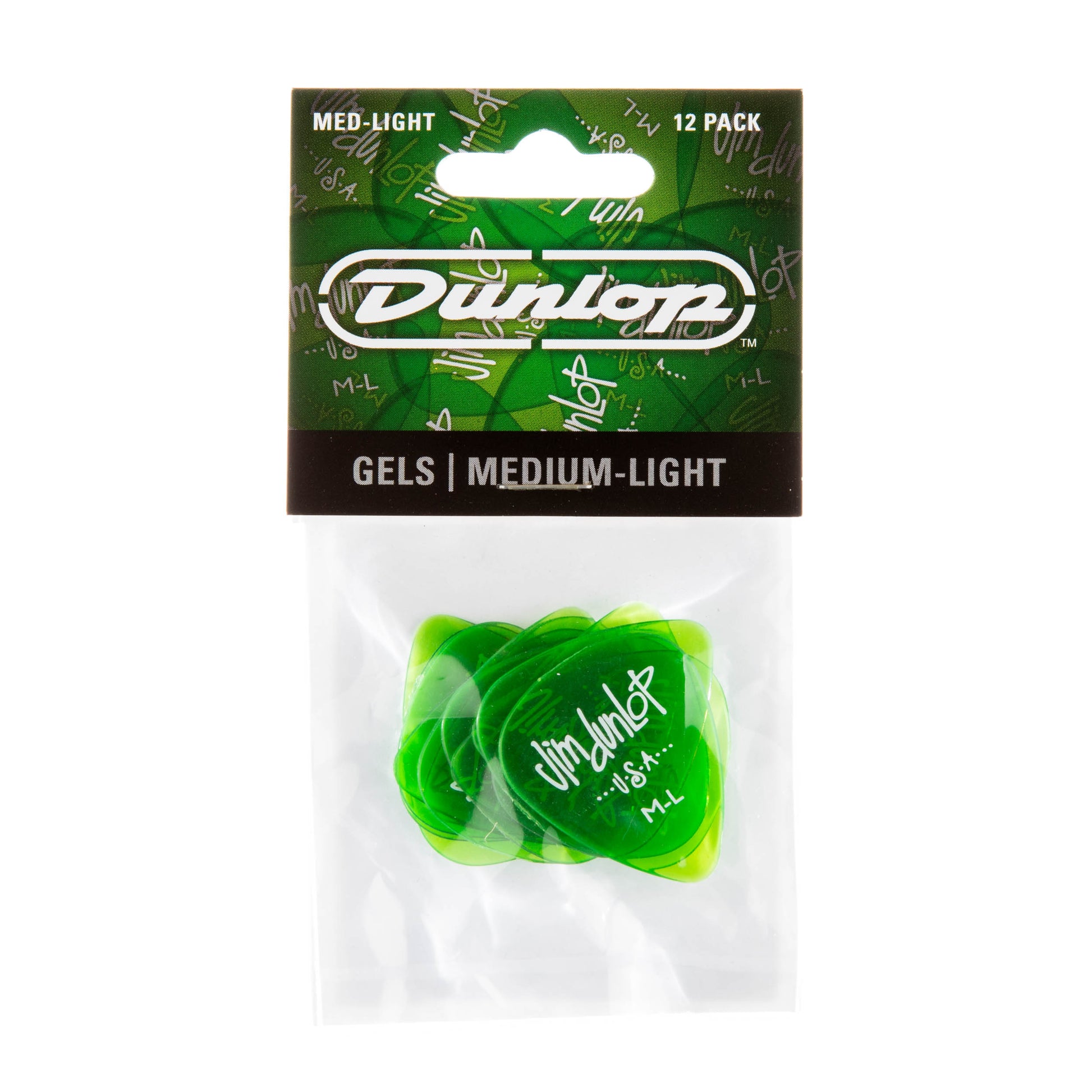 Jim Dunlop DUNLOP GELS GREEN GUITAR PICK PLAYER'S PACK 12-PACK MEDIUM LIGHT - 486PML