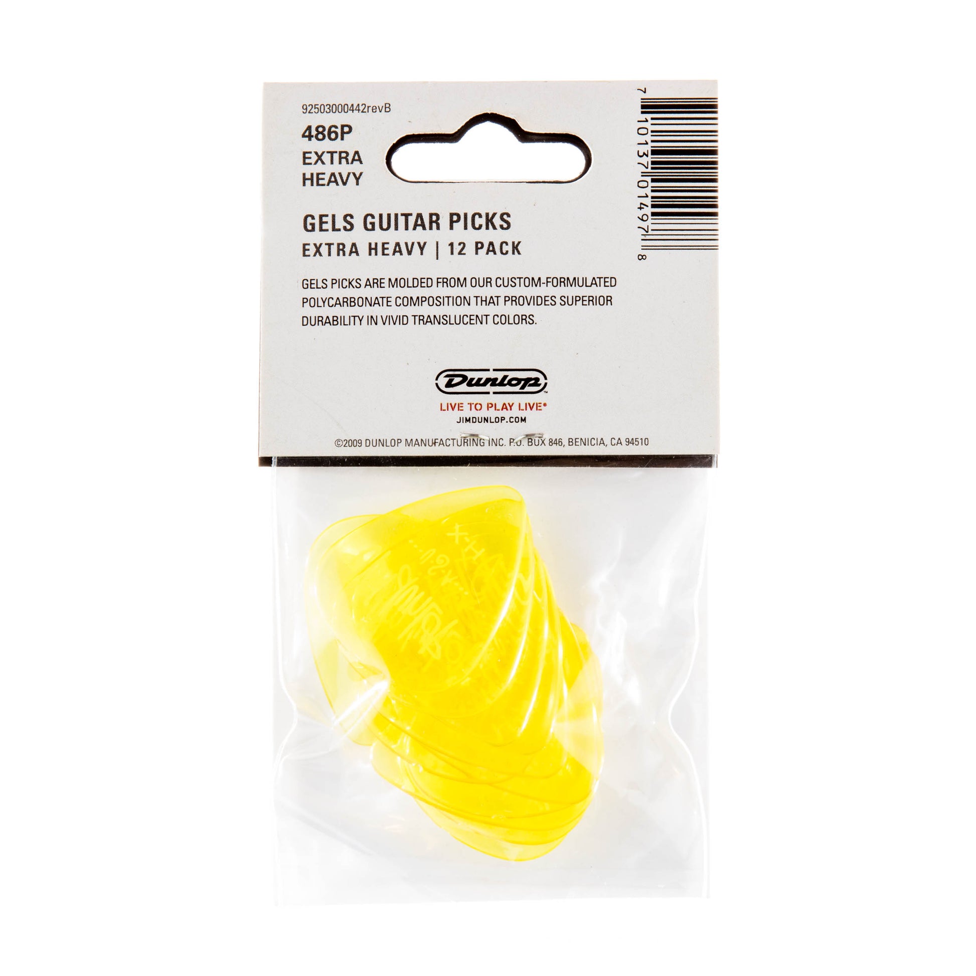 Jim Dunlop DUNLOP GELS YELLOW GUITAR PICK PLAYER'S PACK 12-PACK EXTRA HEAVY - 486PXH