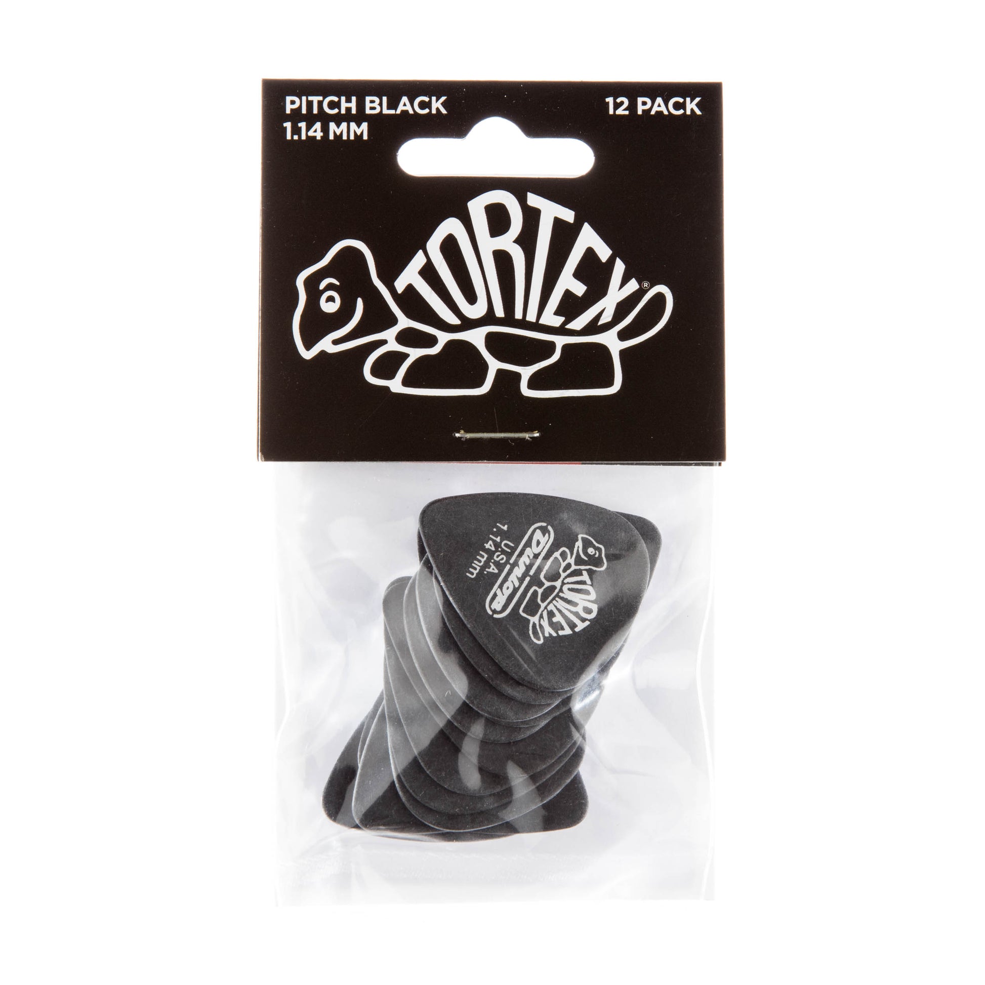 Jim Dunlop DUNLOP TORTEX PITCH BLACK 1.14mm STANDARD GUITAR PICK PLAYER'S PACK 12-PACK - 488P114