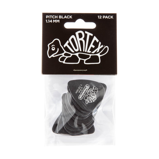Jim Dunlop DUNLOP TORTEX PITCH BLACK 1.14mm STANDARD GUITAR PICK PLAYER'S PACK 12-PACK - 488P114