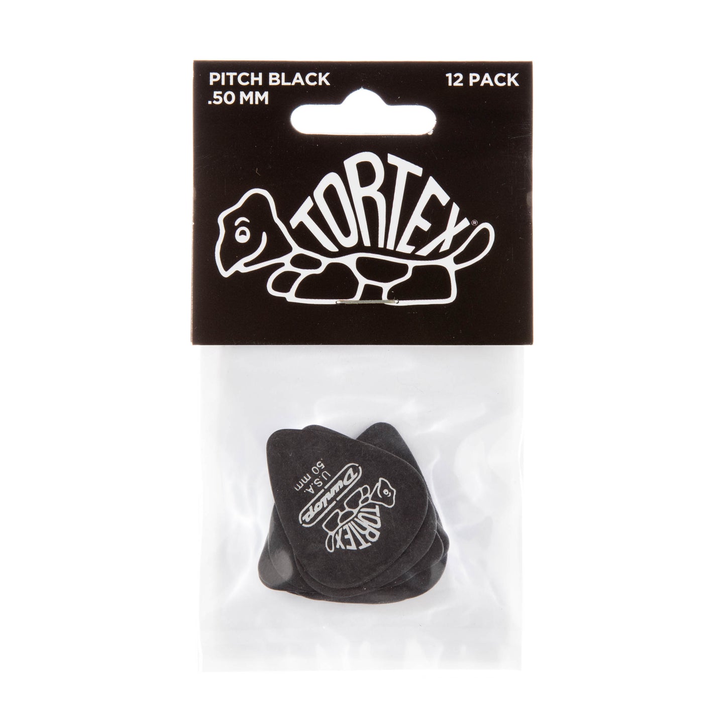 Jim Dunlop DUNLOP TORTEX PITCH BLACK .50mm STANDARD GUITAR PICK PLAYER'S PACK 12-PACK - 488P050