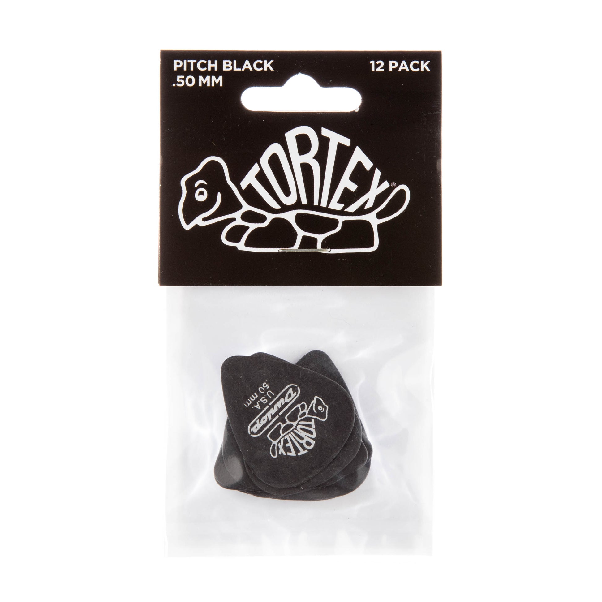 Jim Dunlop DUNLOP TORTEX PITCH BLACK .50mm STANDARD GUITAR PICK PLAYER'S PACK 12-PACK - 488P050