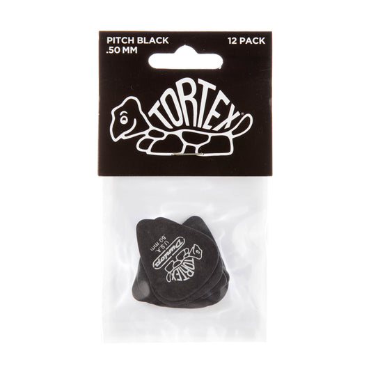 Jim Dunlop DUNLOP TORTEX PITCH BLACK .50mm STANDARD GUITAR PICK PLAYER'S PACK 12-PACK - 488P050
