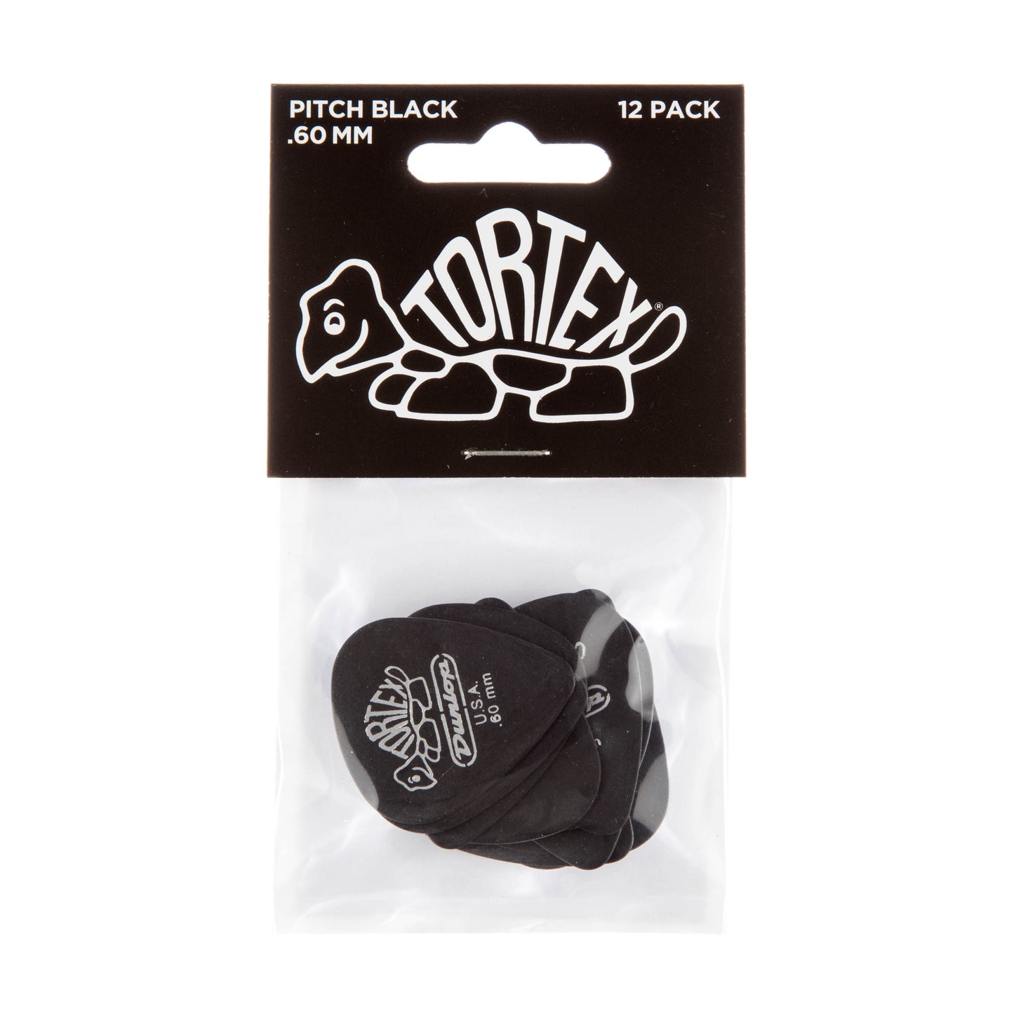 Jim Dunlop DUNLOP TORTEX PITCH BLACK .60mm STANDARD GUITAR PICK PLAYER'S PACK 12-PACK - 488P060