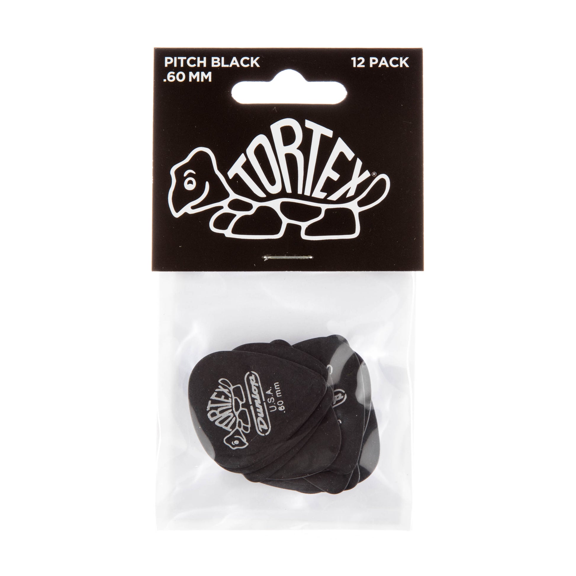 Jim Dunlop DUNLOP TORTEX PITCH BLACK .60mm STANDARD GUITAR PICK PLAYER'S PACK 12-PACK - 488P060