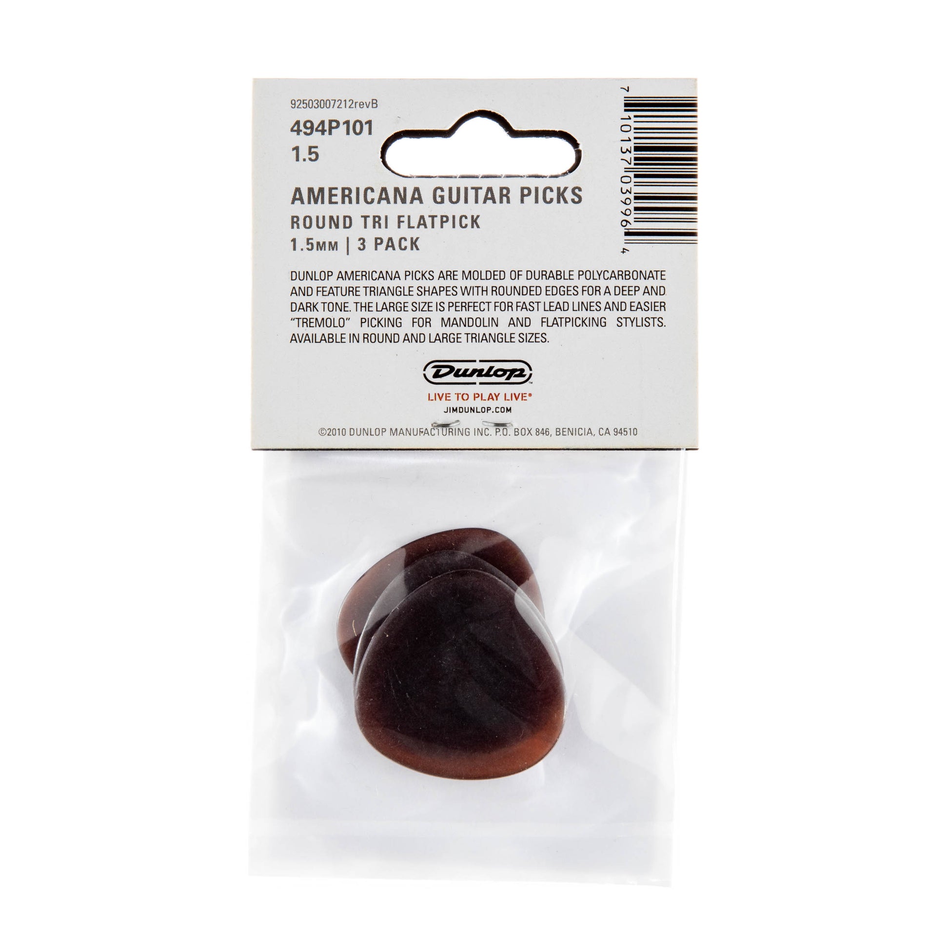 Jim Dunlop DUNLOP AMERICANA ROUND 1.5mm TRIANGLE GUITAR PICK PLAYER'S PACK 03-Pack - 494P101