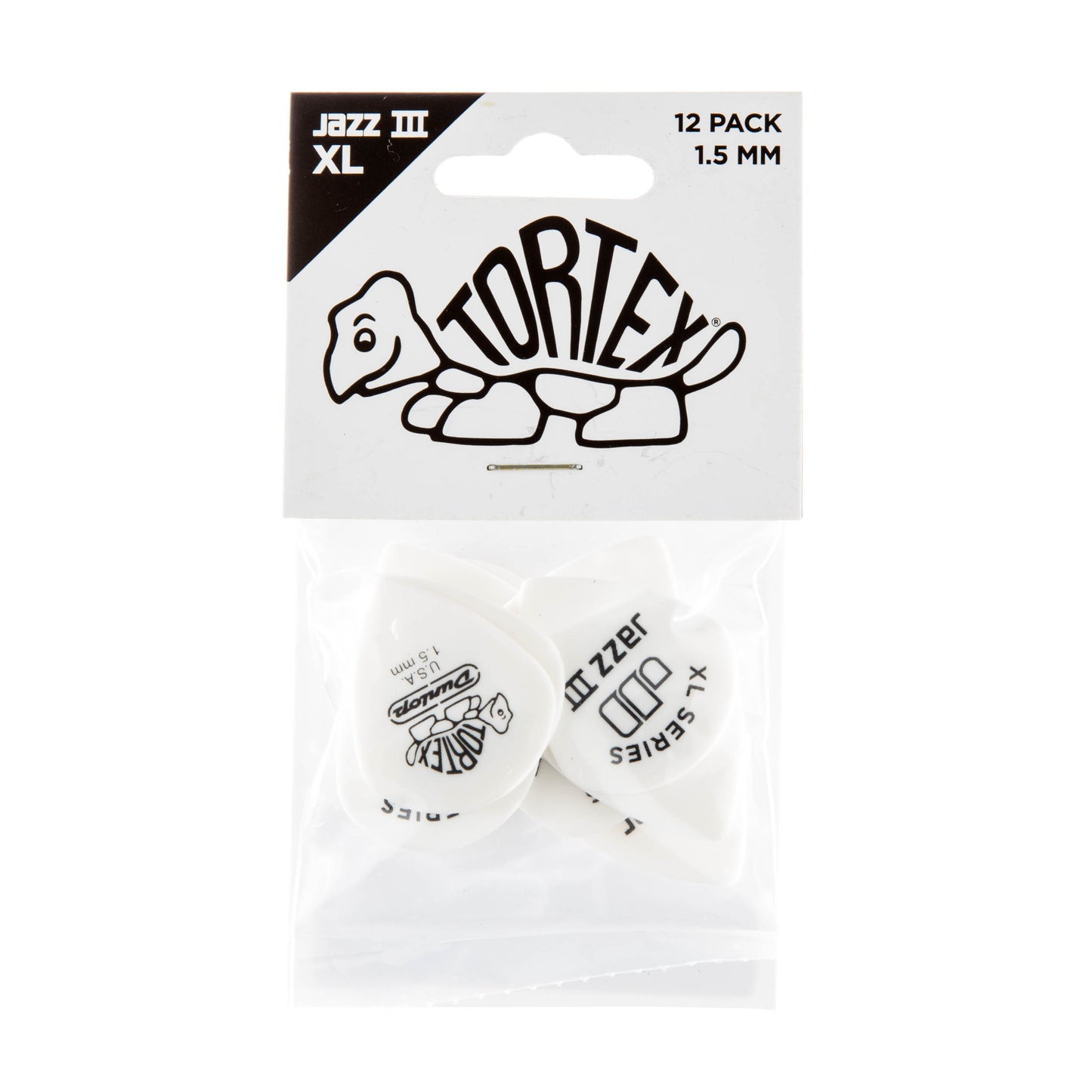 Jim Dunlop DUNLOP TORTEX 1.5mm JAZZ III XL GUITAR PICK PLAYER'S PACK 12-PACK - 498P150
