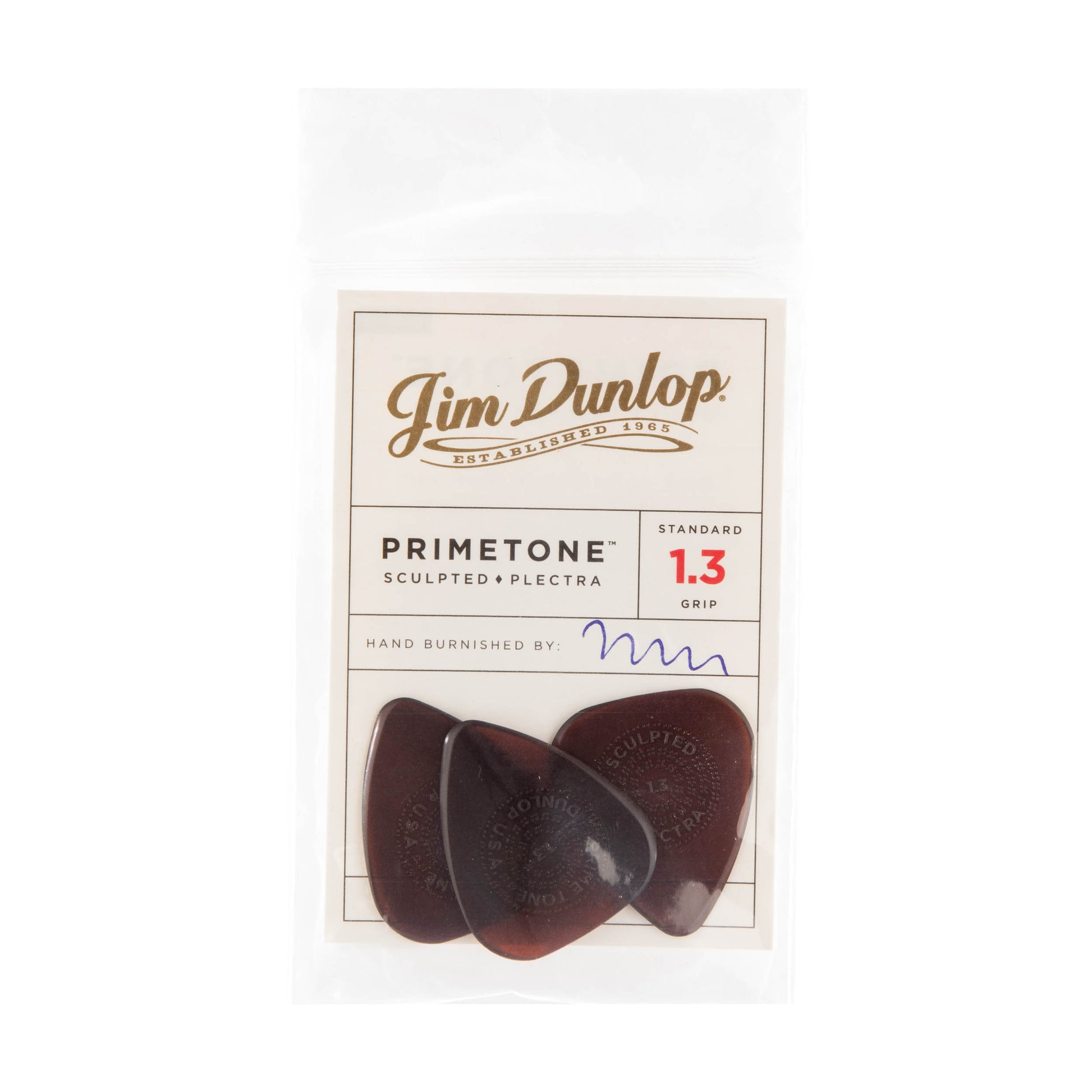Jim Dunlop DUNLOP PRIMETONE 1.3mm STANDARD GRIP PICK GUITAR PICK PLAYER'S PACK 03-PACK - 510P130