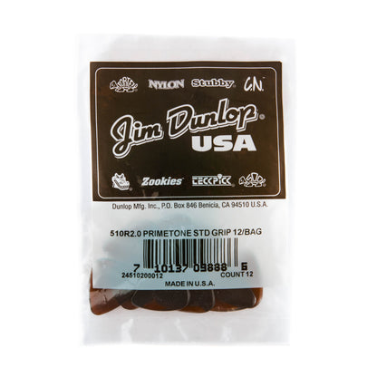 Jim Dunlop DUNLOP PRIMETONE 2.0mm STANDARD GRIP PICK GUITAR PICK REFILL BAG 12-PACK - 510R200